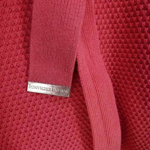 Armani Exchange Tunic Sweater Womens Large Crochet Belted Dress Wide Neck Coral - Picture 10 of 15